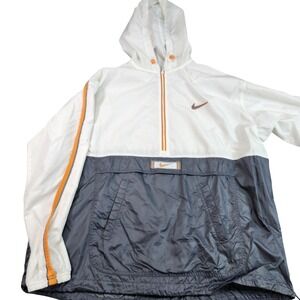Nike Anorak Jacket Boys XL 16-18 White Gray Hooded 1/4 Zip Colorblock Pullover